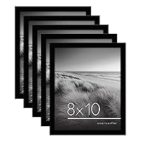 8x10 Picture Frame Set of 5 in Black - Picture Frames Collage Wall Decor with Plexiglass Cover, Hanging Hardware, and Easel - Gallery Wall Frame Set for Wall or Tabletop Display