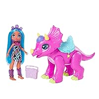 Cave Club Tella Doll and Partyceratops Dinosaur Playset with Dinosaur Featuring Sounds & Music, Saddle & Accessories, Gift for 4 Year Olds and up