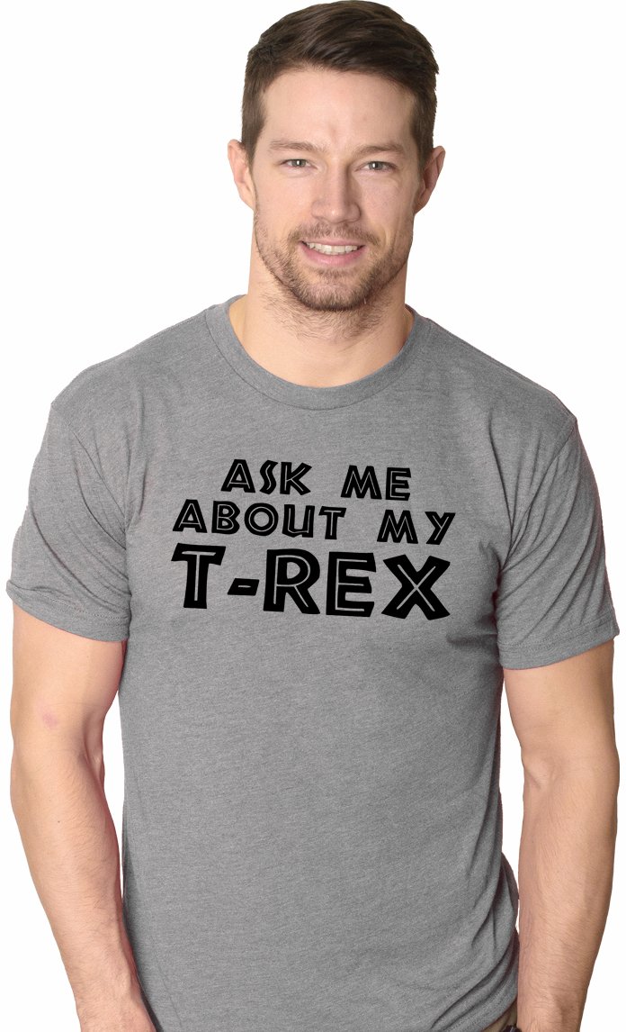 Mens Ask Me About My Trex T Shirt Funny Cool Dinosaur Flip Graphic Novelty Tees