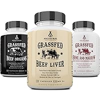 Ancestral Supplements Starter Pack, Grass Fed Beef Liver Capsules, Organ Capsules, Bone and Marrow Capsules, Non-GMO