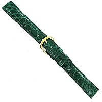 15mm deBeer Mens Green Handmade Genuine Crocodile Padded Stitched Watch Band