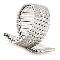 Speidel Men's Stainless Steel Comfortable Stretch Watch Band Silver Tone Tone Replacement Strap, 16-22mm, Curved End with No Clasp, Long