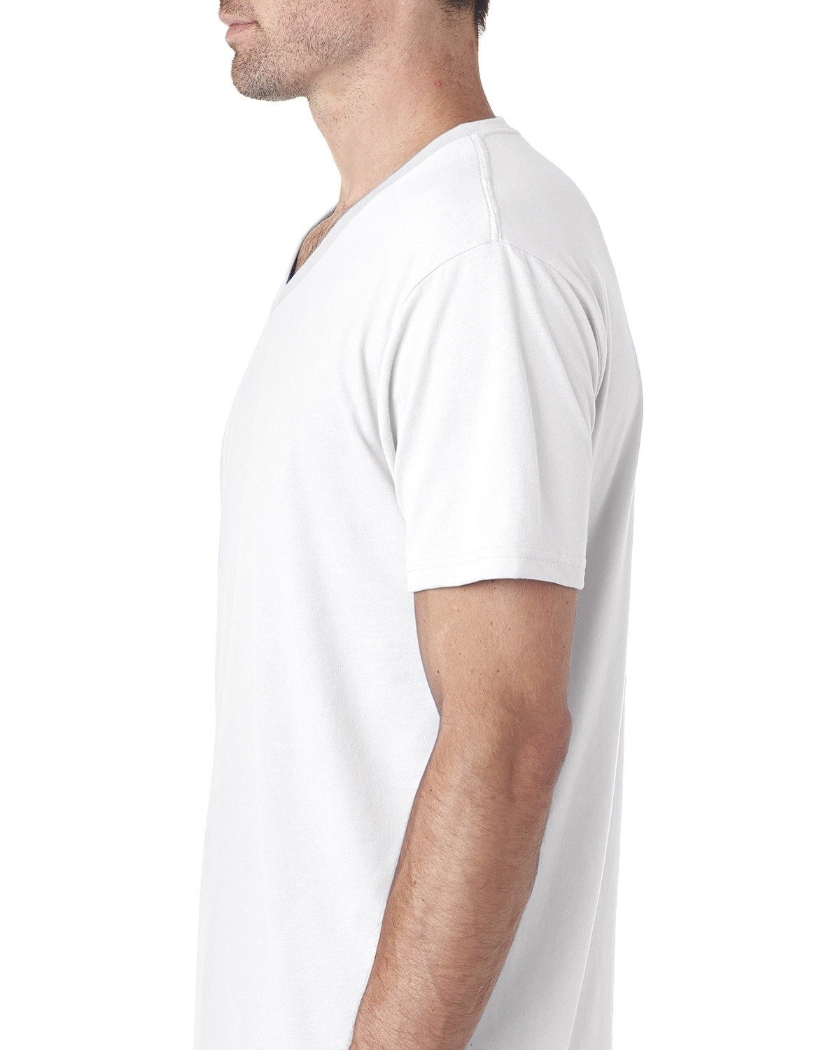 Next Level Men's Sueded Baby Rib Soft V-Neck T-Shirt, White, Medium