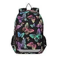 ALAZA Rainbow Butterfly Print Laptop Backpack Purse for Women Men Travel Bag Casual Daypack with Compartment & Multiple Pockets