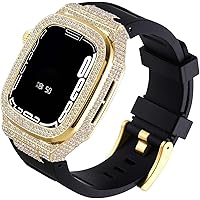 AEHON Luxury Diamond Watch Band Modification Kit，For Apple Watch Band 45mm 44mm,Diamond Watch Case Steel Strap Fashion Loop，For Iwatch Series 8 7 6 SE 5 4