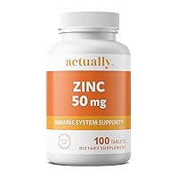 Actually Zinc 50mg Tablets, 100ct - Immune System Support for Adults – 100-Day Supply