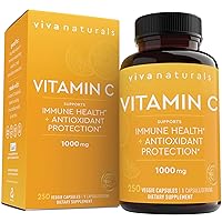 Vitamin C 1000mg - Non-GMO Vitamin C Supplements with Citrus Bioflavonoids & Rose HIPS for Immune Support & Antioxidant Protection, 250 Vegetarian Capsules