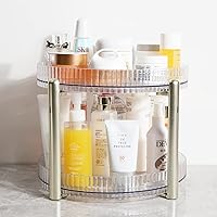 Rotating Makeup Organizer, 2 Tier Large Capacity Perfume Organizer, Acrylic 360° Spinning Cosmetic Storage Skincare Organizer for Bathroom Vanity Countertop Dresser, 11inch Clear