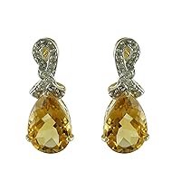 Citrine Pear Shape Gemstone Jewelry 10K, 14K, 18K Yellow Gold Stud Earrings For Women/Girls