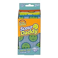 Scrub Daddy Scour Pads - Scour Daddy - Multi-Surface Scouring Pad, Absorbent, Durable, FlexTexture Sponge, Soft in Warm Water, Firm in Cold, Scratch Free, Odor Resistant, Easy to Clean 3ct (Pack of 1)