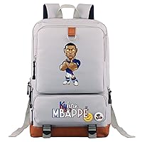 Large Capacity Laptop Bag Mbappe Casual Canvas Daypack Water-Resistant Graphic Backpack