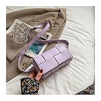 WINKFORYOU. Leather Woven Small Waist Bags for Women Bag Luxury Weave Cassette Waist Belt Bag (Color : Puple)
