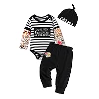 Baby Boy Clothes Letter Print Long Sleeve Romper+Camouflage Pants+Hat 3PCS Outfits Set