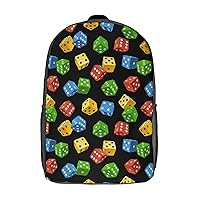 Colorful Dice 17 Inches Unisex Laptop Backpack Lightweight Shoulder Bag Travel Daypack
