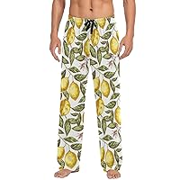 ALAZA Men's Lemon Branch with Flowers and Fruits on Dark Sleep Pajama Pant