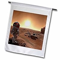 3dRose Astronaut watches the rising sun on Mars in the morning. Digital art - Flags (fl-377082-1)