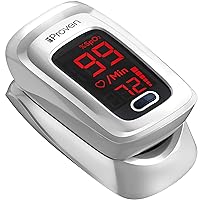 iProven Pulse Oximeter with Heart Rate Monitor on Fingertip, Oxygen Saturation Oximeter, Includes Batteries, Case and Lanyard, OXI-27White