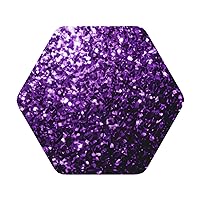 Beautiful Purple Glitter Print Leather Coaster Set of 6 Pieces,Hexagon Heat-Resistant Drinks Coffee Decorative Coaster for Living Room Kitchen,4 in
