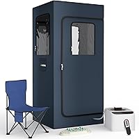 Portable Home Steam Sauna Box, Full Size Personal Sauna Tent for Home Spa, Indoor Sauna Relaxation Kit with 2.6L & 1000 Watt Steam Generator, Remote Control, Foldable Chair, Foot Rest, Mat