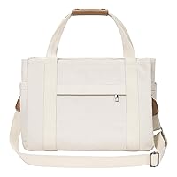 Large Canvas Tote Bag, Multi Pockets Women Crossbody Shoulder Bag Mommy Casua Handbag, Everything Tote Bag with Compartments