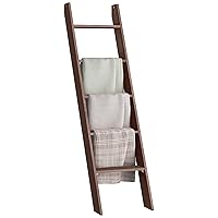 VASAGLE Blanket Ladder Decorative Farmhouse for The Living Room, 5-Tier Ladder Shelf, Ladder Rack for Storage and Decor, Maroon Brown ULLS018T51