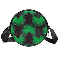 Tropical Summer Plants Ornament Crossbody Bag for Women Teen Girls Round Canvas Shoulder Bag Purse Tote Handbag Bag