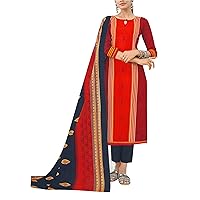 ladyline Womens Casual Printed Salwar Kameez with Chiffon Dupatta Ready to Wear Indian Dress