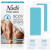 Body Wax Strips - Wax Hair Removal For Men - At Home Waxing Kit With 20 Waxing Strips + 2 Calming Oil Wipes