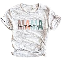 Mama Shirts for Women Mom Shirts Mother's Day Shirts Gift Casual Short Sleeve Mama Graphic Tee Tops