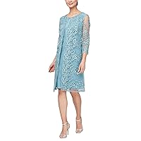 Alex Evenings Women's Midi Scoop Neck Shift Dress with Jacket (Petite and Regular Sizes)