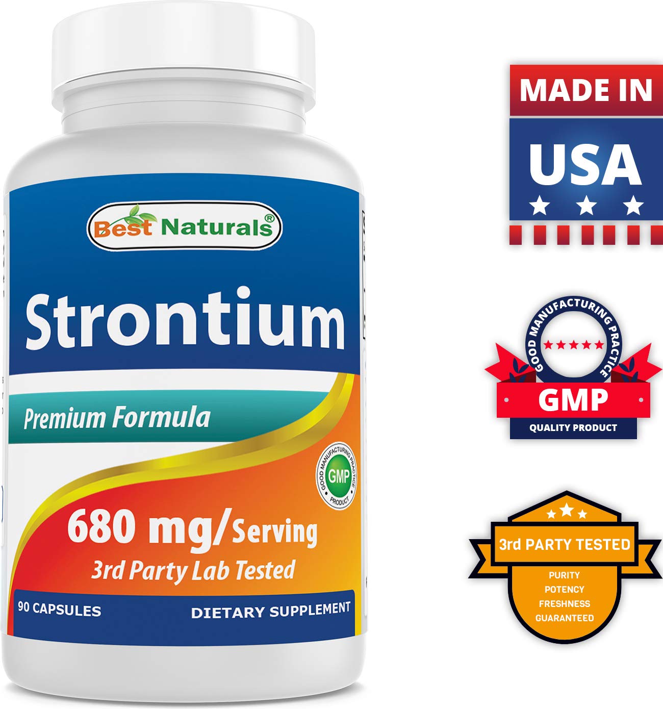 Best Naturals Strontium Bone Building Formula 680mg/serving 90 Capsules