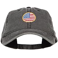 e4Hats.com Circle American Flag Embroidered Washed Cap