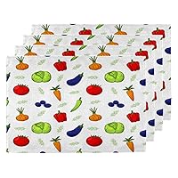 Colorful Vegetable Placemats Set of 4, Double Sided Place Mats Heat-Resistant Washable Placemat for Home Kitchen Dining Party(Tomatoes Peppers Cabbage)