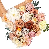AmyHomie Champagne Artificial Flowers Combo Silk Mix Peony Rose Hydrangea Fake Flowers w/Stem for DIY Wedding Bouquets Centerpieces Arrangements Table Party Bridal Baby Shower Home Fall Decor