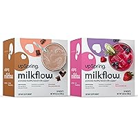 Upspring Milkflow Electrolyte Breastfeeding Supplement Drink Mix with Fenugreek 16 Count Chocolate and 16 Count Berry Flavor Bundle,Lactation Supplement to Promote Healthy Breast Milk Supply & Restore
