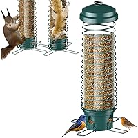 Bird Feeder for Outside, Squirrel Proof Bird Feeders for Outdoors Hanging, Metal Wild Bird Seed Feeders for Bluebird, Cardinal, Finch, Sparrow, Blue Jay, 4 Ports, Chew-Proof, Weather-Resistant