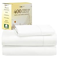 California Design Den Softest 100% Cotton Sheets, Twin Sheets Set, 3 Pc, 400 Thread Count Sateen, Bedding, Dorm Rooms & Adults, Deep Pocket Sheets, Cooling Sheets, Twin Bed Sheets (Ivory)