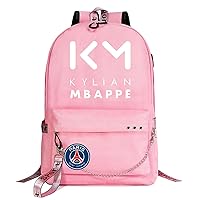 Youth Graphic Knapsack,Kylian Mbappe Soccer Stars Bagpack Casual Book Bag with USB Charging Port