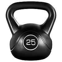 Yaheetech 25lbs Kettlebell Weight w/HDPE Coated & Wide Flat Base, Kettle Bell Weights w/Ergonomic Handle for Home Gym Fitness Workout Bodybuilding Weight Lifting, Black
