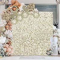 Light Gold Shimmer Wall Backdrop 24 Panels Sparkly Background Birthday Sequin Photo Backdrop for Parties Wedding Anniversary Bridal Shower Stage Decorations