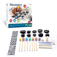 Discovery Kids Solar System Rock Art Studio, Includes 8 Metallic Acrylic Paints & 10 Smooth River Rocks, STEM Learning Activity Set, DIY Arts & Crafts Painting Bundle, 35-Piece, Age 5+