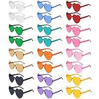 NACHLYNN 36 Glasses Heart Sunglasses for Women 12 Colours Rimless Heart Shaped Sunglasses Transparent Candy Coloured Heart Glasses for Party Gifts