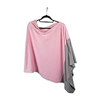 Tickled Pink Women's Classic Colorblock Everyday Cotton Poncho, Pink/Gray, One Size