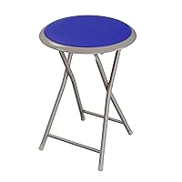 Folding Stool - Backless 18-Inch Stool with 225lb Capacity for Kitchen or Rec Room - Portable Indoor Counter Bar Stools by Lavish Home (Blue)