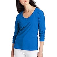 Womens Originals Long Sleeve Cotton V-Neck T-Shirt, Lightweight V-Neck Tee, Modern Fit