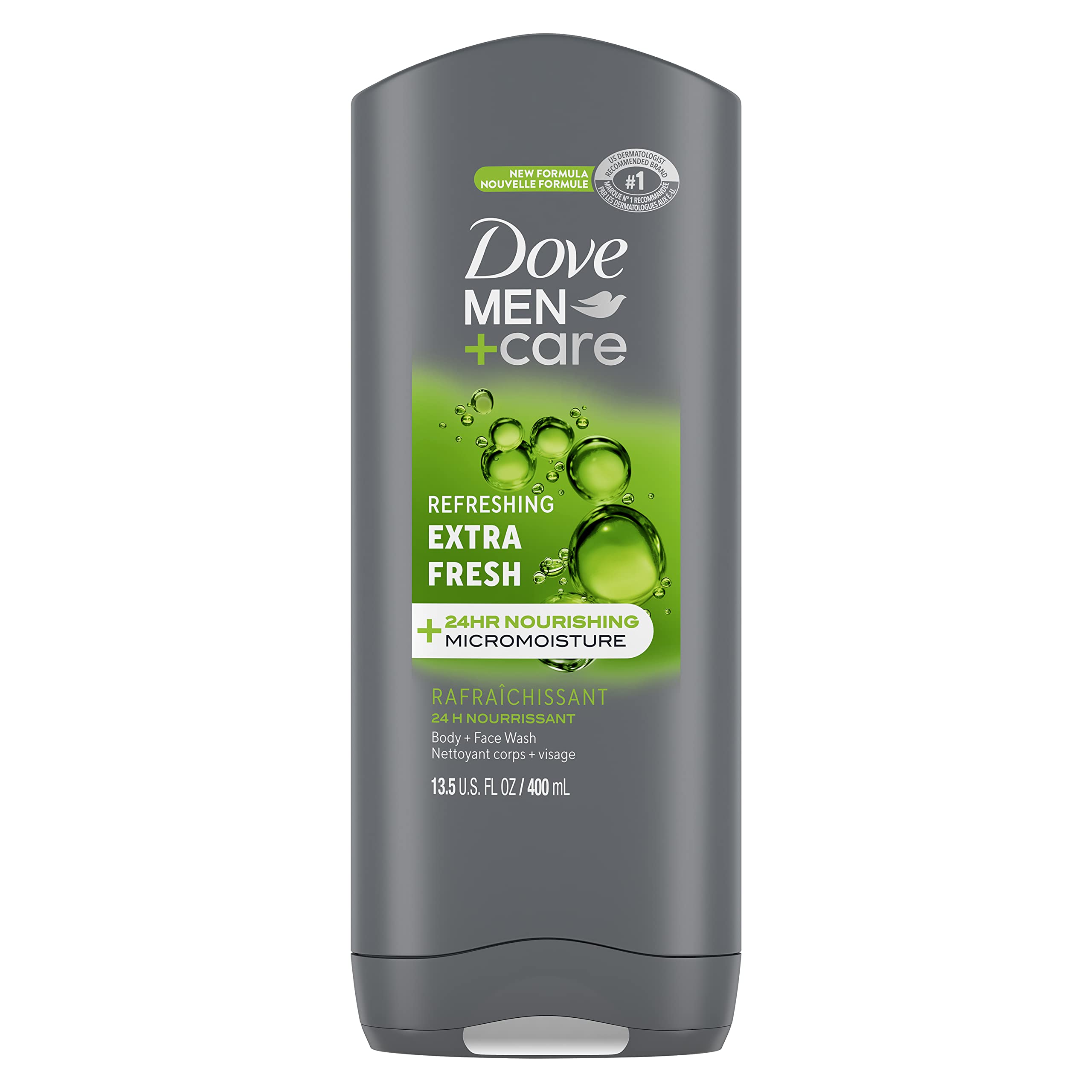 Dove Men + Care Body and Face Wash Refreshing Extra Fresh with 24-Hour Nourishing Micromoisture Technology Body Wash for Men, 13.5 oz