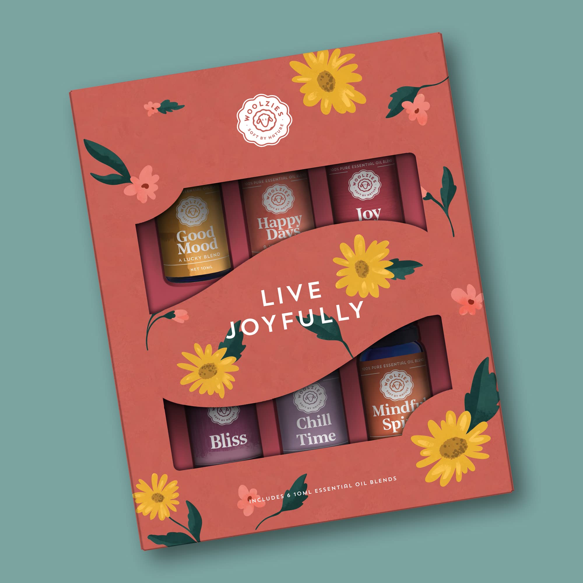 Live Joyfully Essential Oil Blends Collection | 100% Pure & Undiluted | Includes Good Mood, Happy Days, Joy, Bliss, Chill Time, & Mindful Spirit | 10 ML