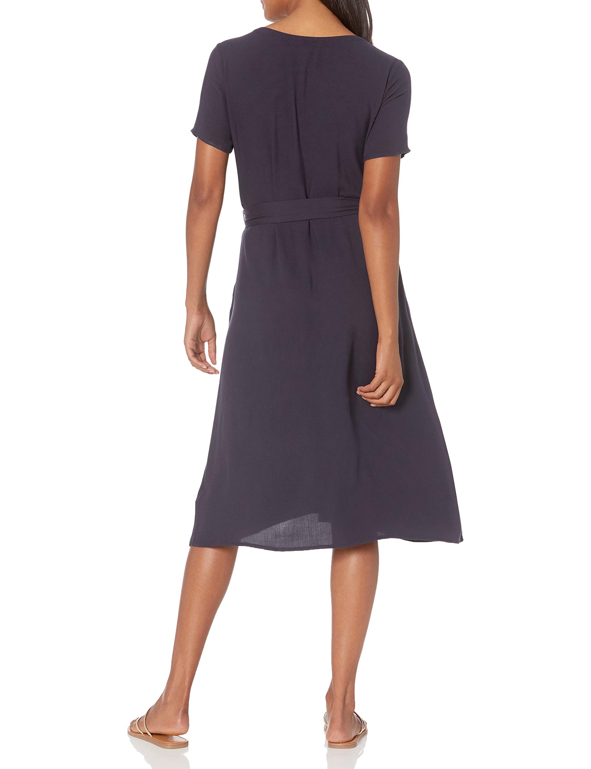 Amazon Essentials Women's Short-Sleeve Midi Button Front Tie Dress