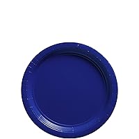 Premium Bright Royal Blue Round Paper Plates - 6.75