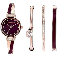 Anne Klein Women's Premium Crystal Accented Bangle Watch Set